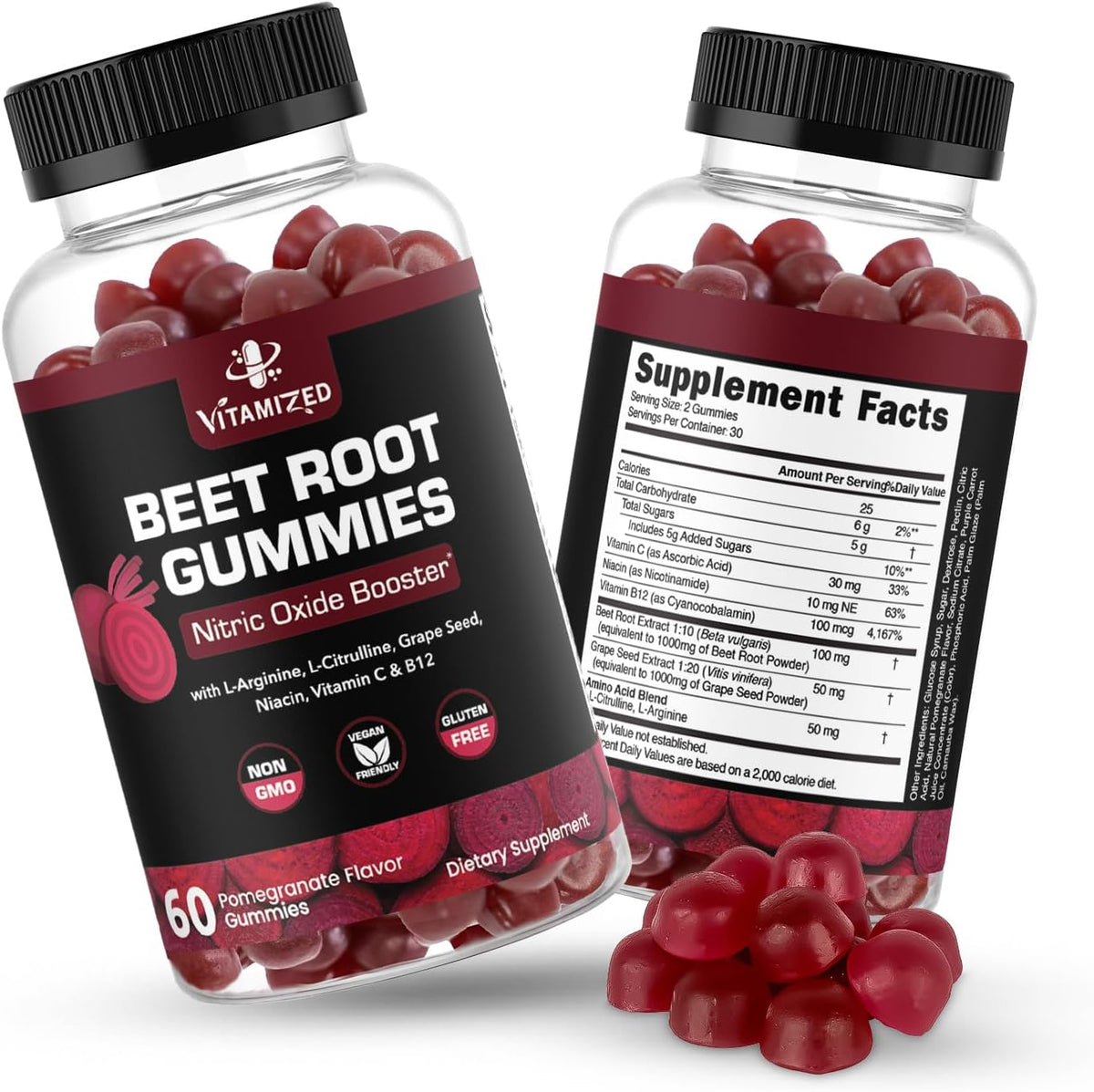 Beet Root Gummies with Grape Seed Extract - 60 Count
