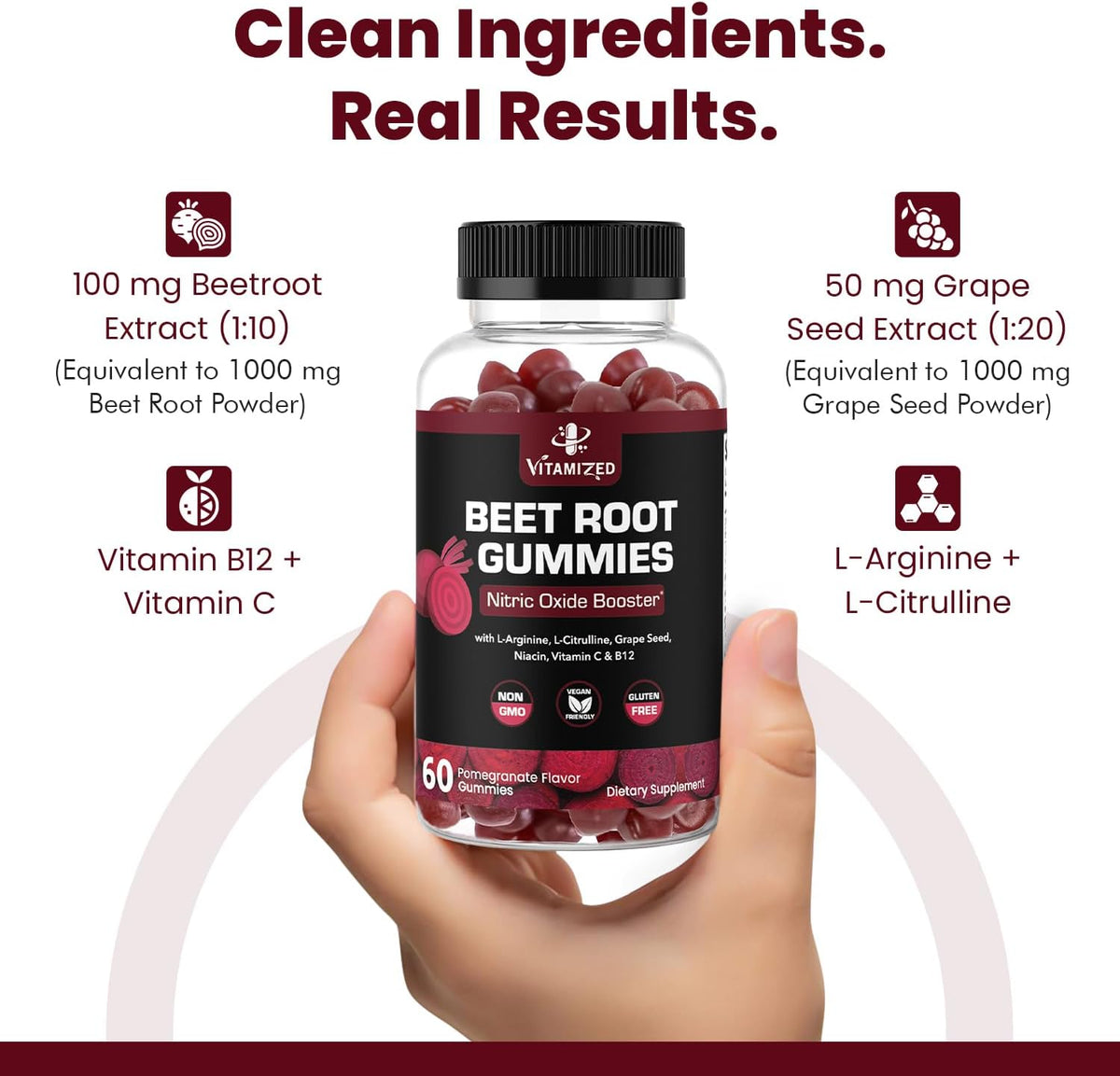 Beet Root Gummies with Grape Seed Extract - 60 Count