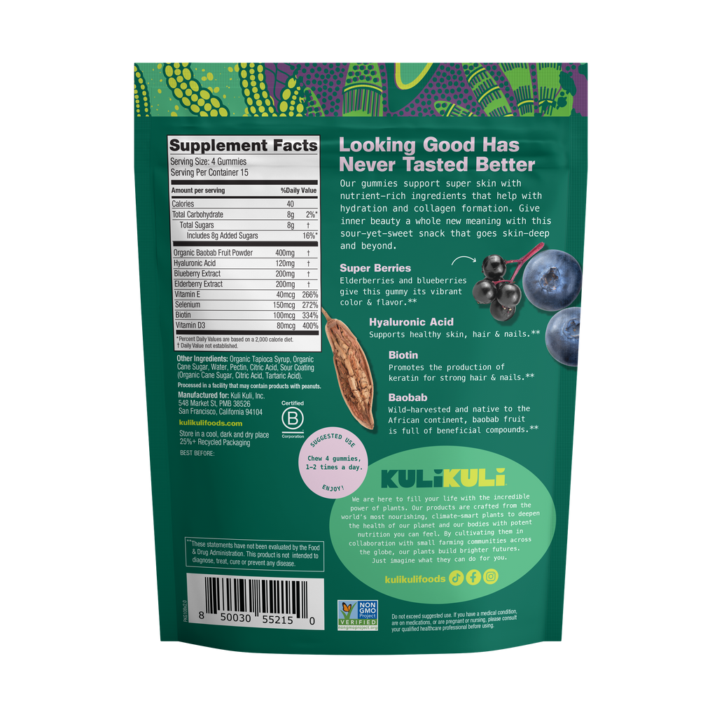 Hyaluronic Acid, Biotin & Baobab Superfood Gummies