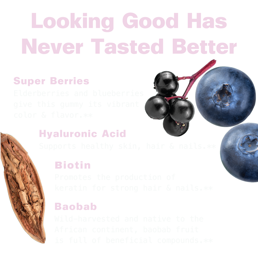 Hyaluronic Acid, Biotin & Baobab Superfood Gummies